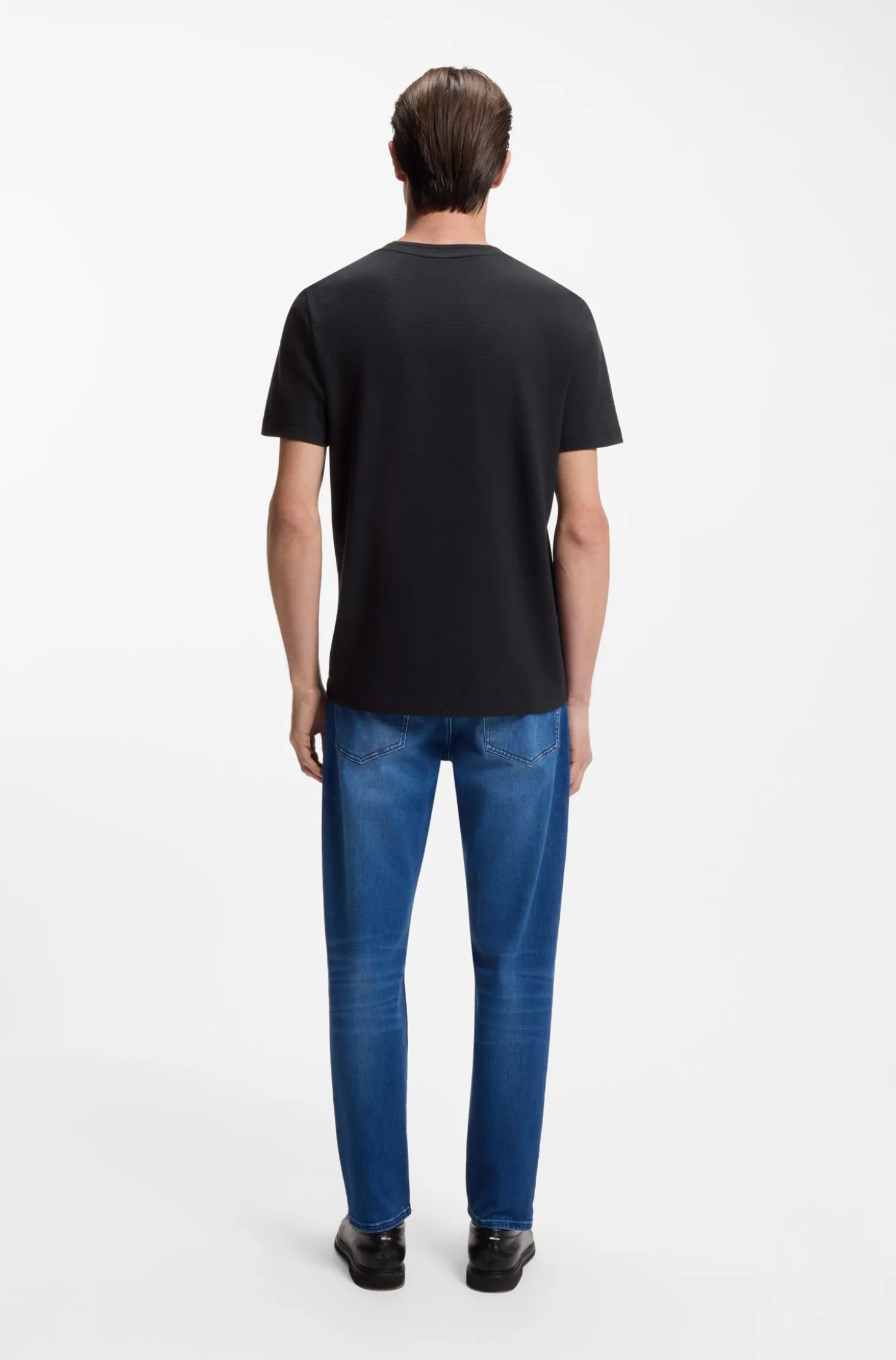 Cotton-blend T-shirt with bubble-jacquard structure
