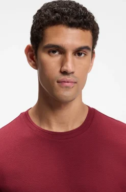 Cotton-blend T-shirt with bubble-jacquard structure