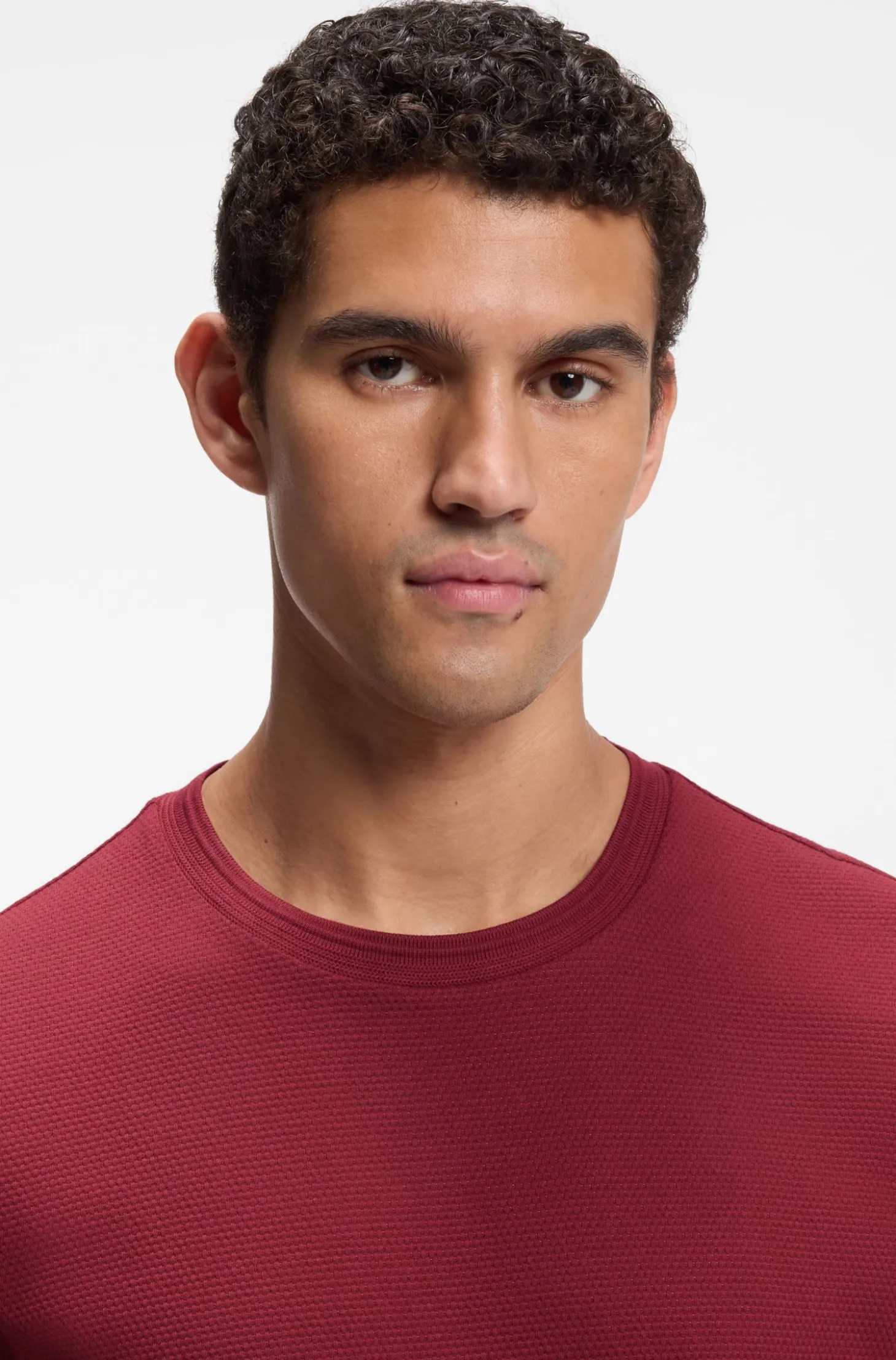 Cotton-blend T-shirt with bubble-jacquard structure