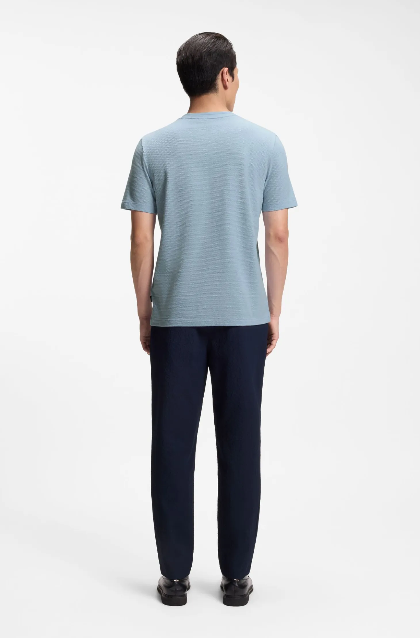 Cotton-blend T-shirt with bubble-jacquard structure
