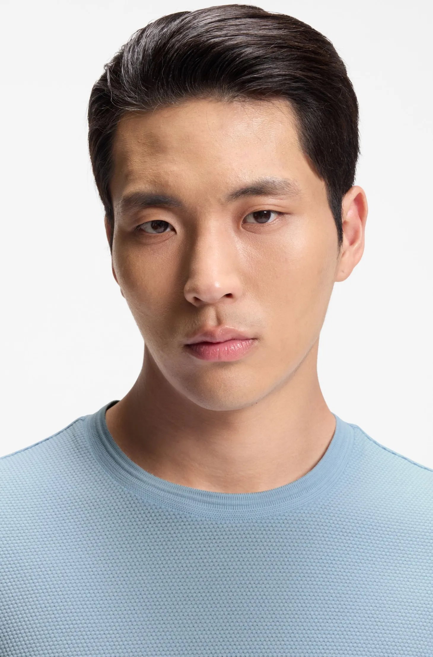 Cotton-blend T-shirt with bubble-jacquard structure