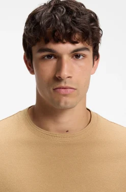 Cotton-blend T-shirt with bubble-jacquard structure
