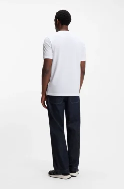 Cotton-blend T-shirt with bubble-jacquard structure