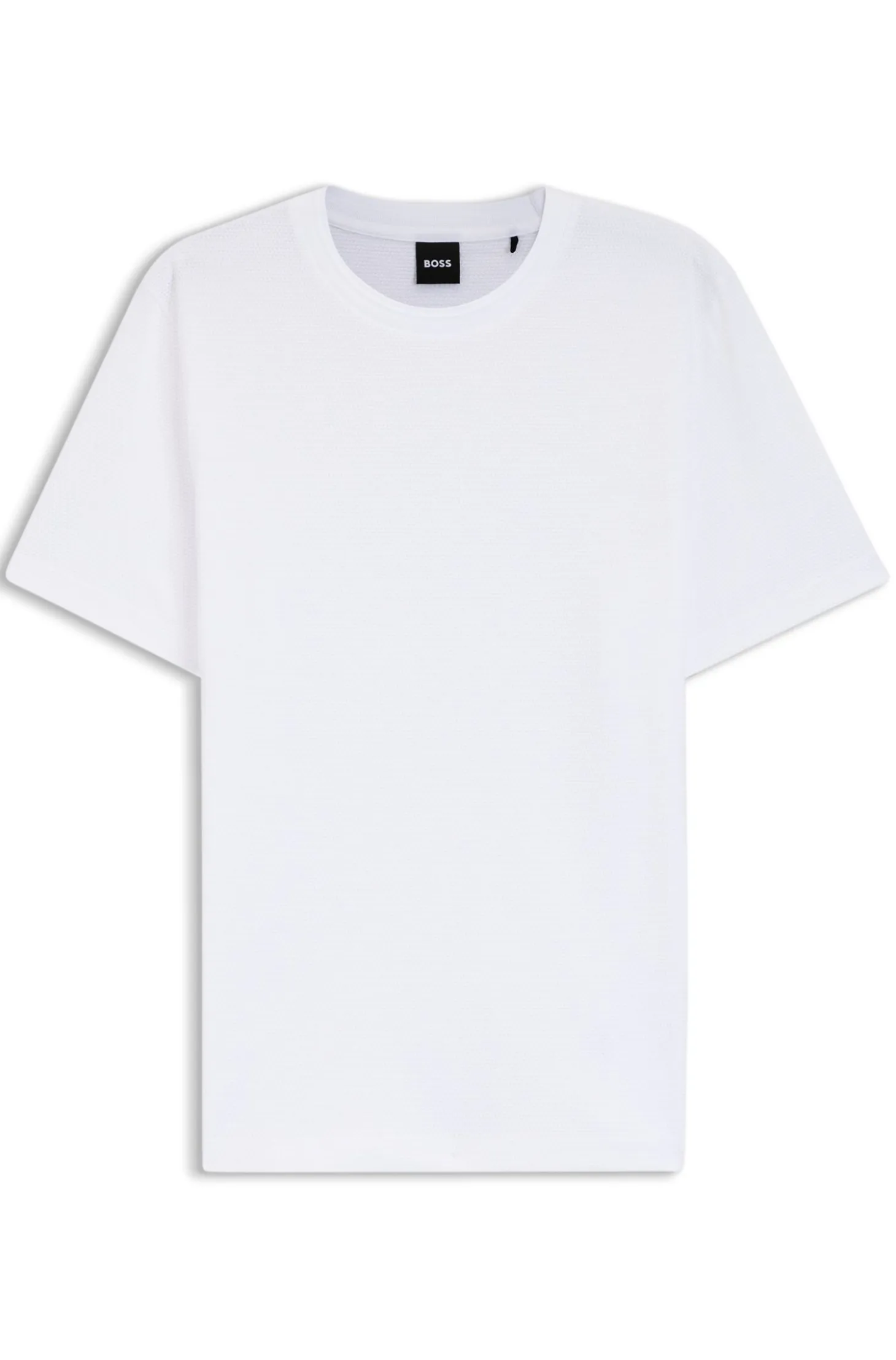 Cotton-blend T-shirt with bubble-jacquard structure
