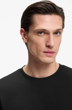 Cotton-blend T-shirt with bubble-jacquard structure