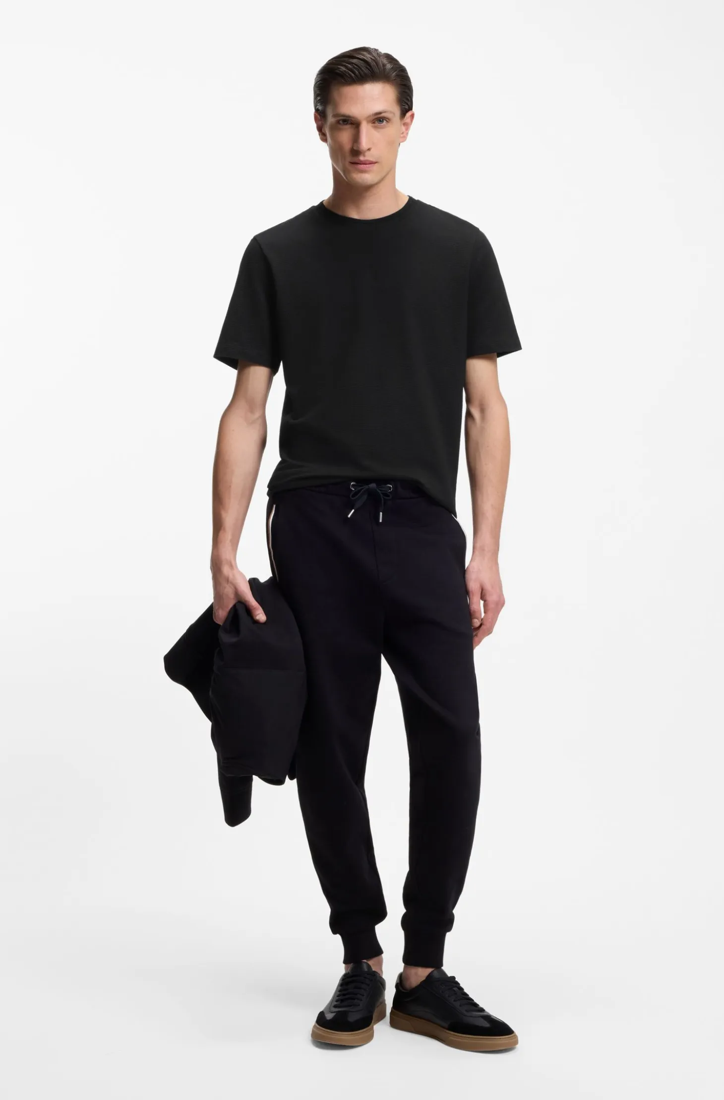 Cotton-blend T-shirt with bubble-jacquard structure
