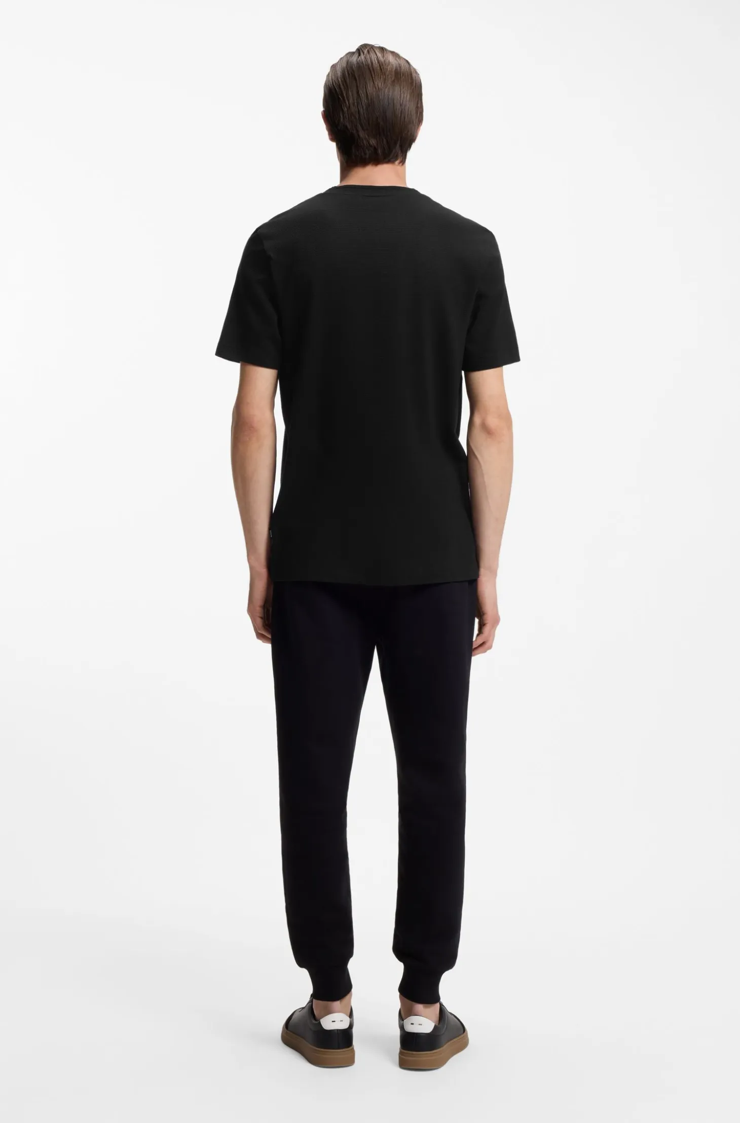 Cotton-blend T-shirt with bubble-jacquard structure