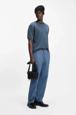 Cotton-blend T-shirt with drop-needle stripe