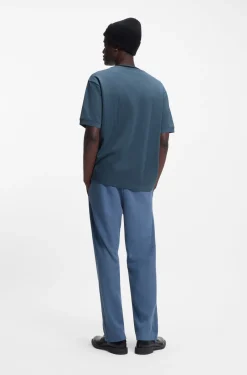 Cotton-blend T-shirt with drop-needle stripe