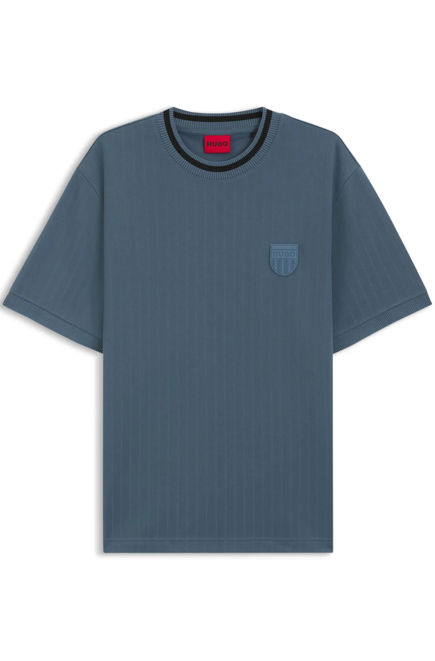 Cotton-blend T-shirt with drop-needle stripe
