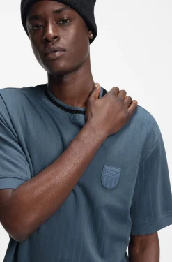 Cotton-blend T-shirt with drop-needle stripe