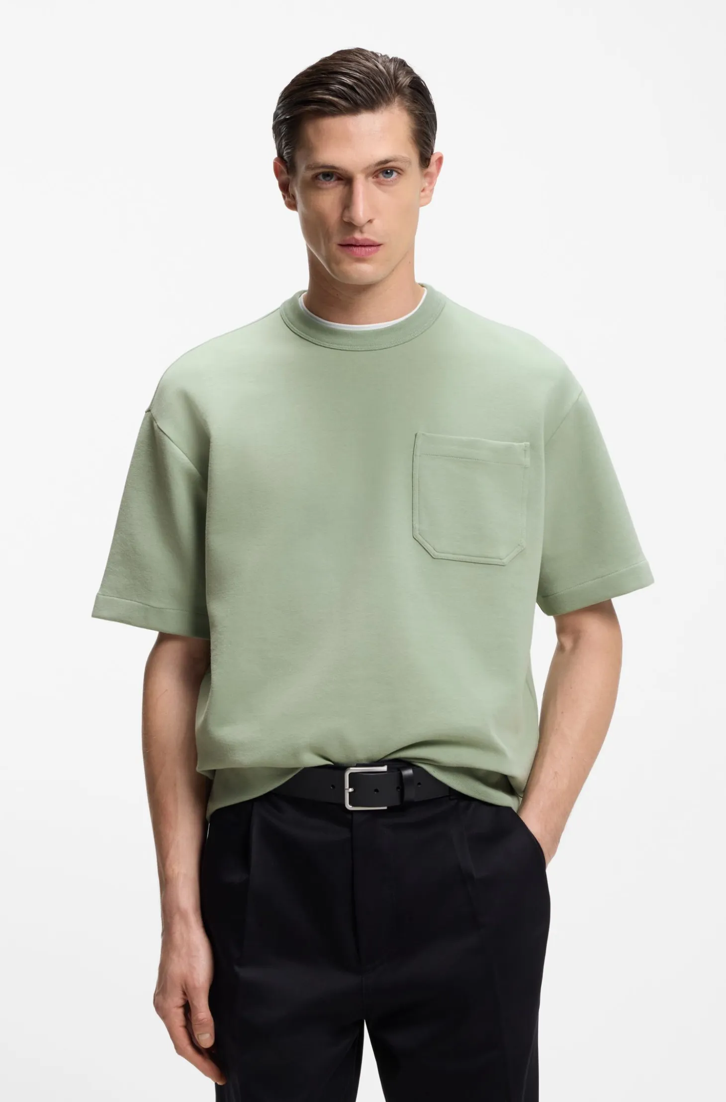 Cotton-blend T-shirt with peached finish