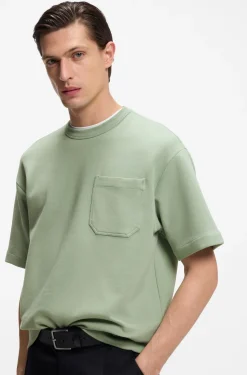 Cotton-blend T-shirt with peached finish