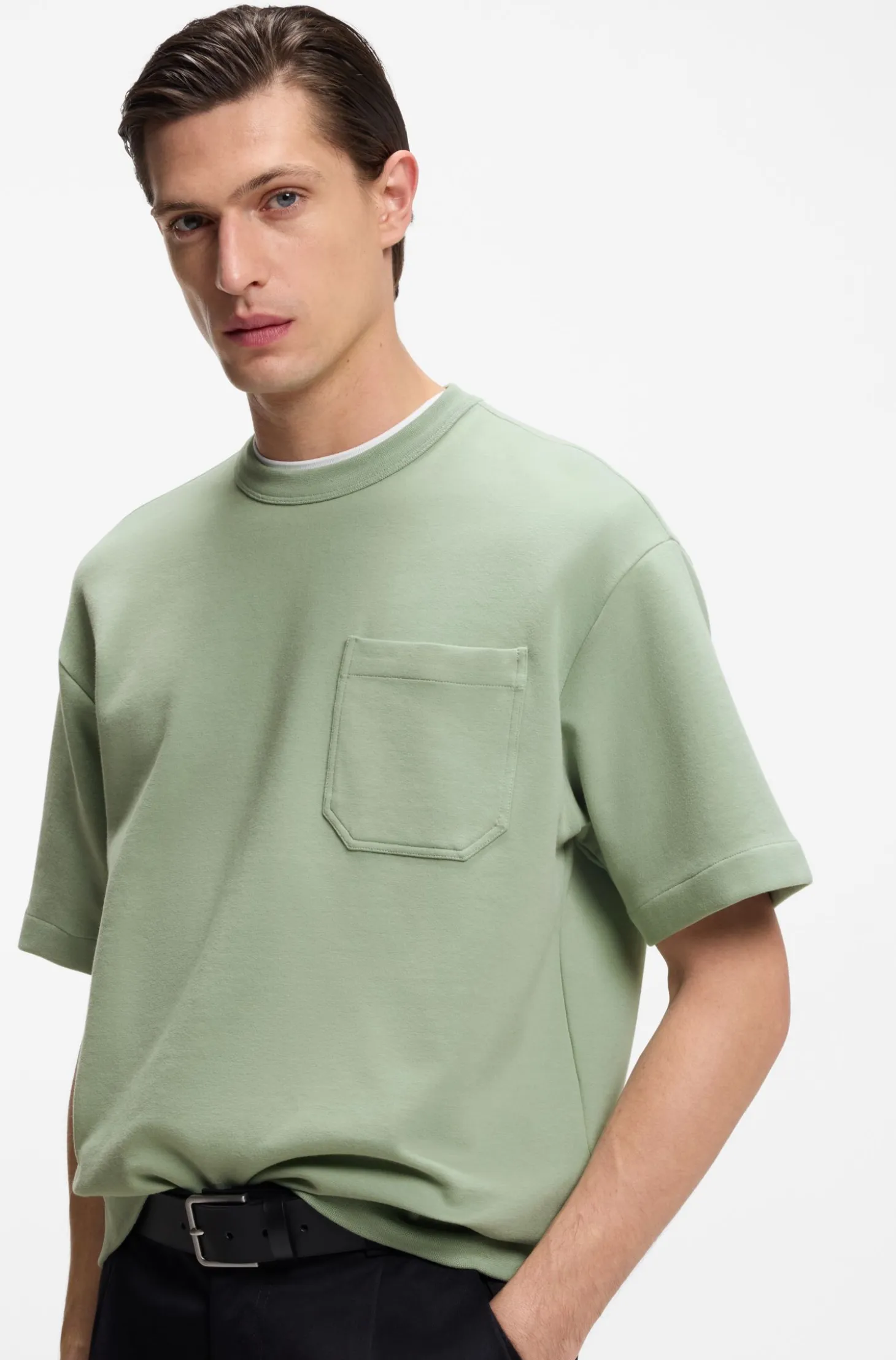 Cotton-blend T-shirt with peached finish