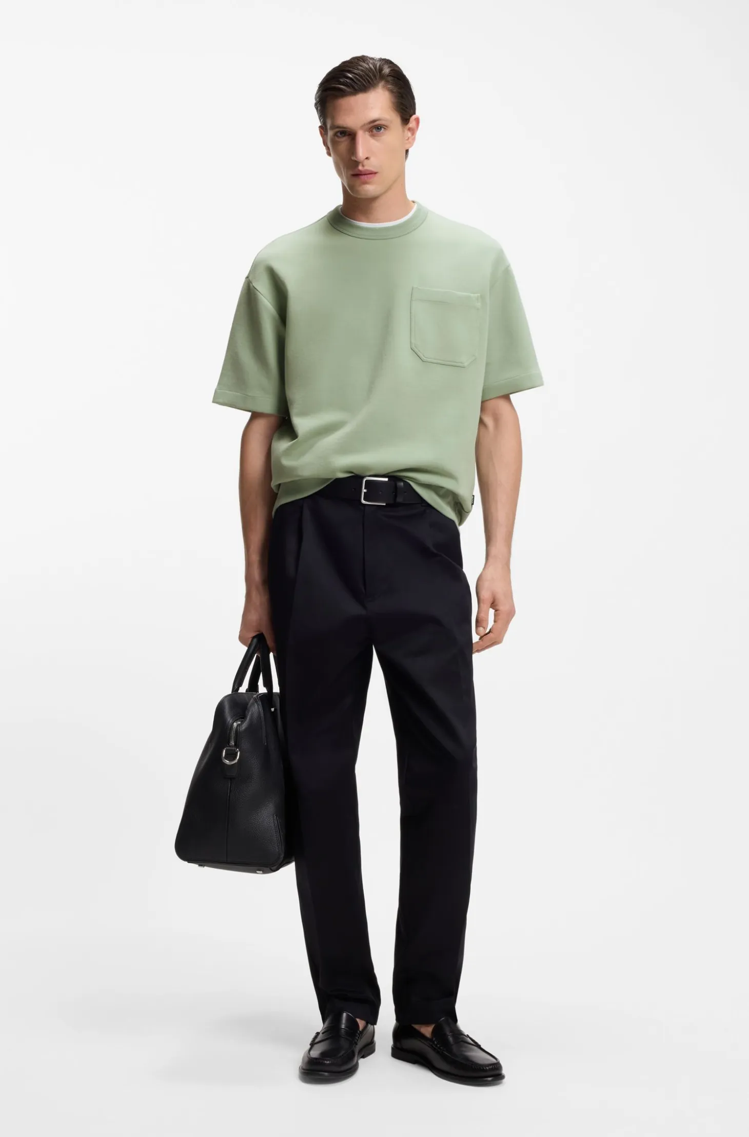 Cotton-blend T-shirt with peached finish