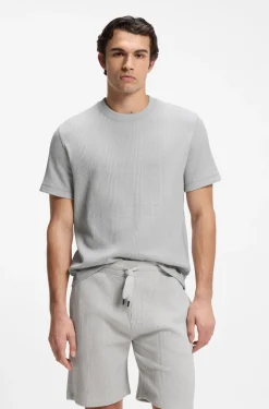 Cotton-blend T-shirt with waffle structure