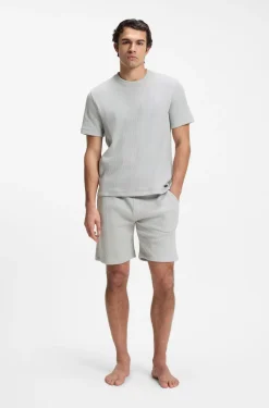 Cotton-blend T-shirt with waffle structure
