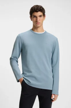 Cotton-blend T-shirt with waffle structure
