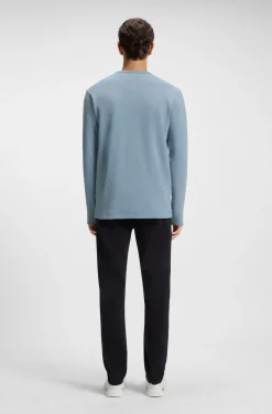 Cotton-blend T-shirt with waffle structure