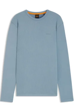 Cotton-blend T-shirt with waffle structure
