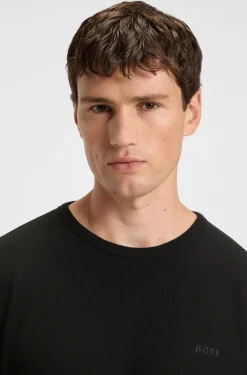 Cotton-blend T-shirt with waffle structure