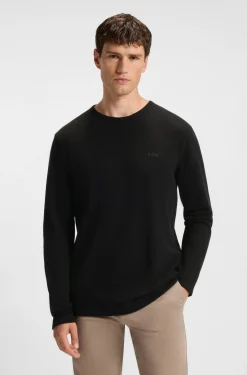 Cotton-blend T-shirt with waffle structure