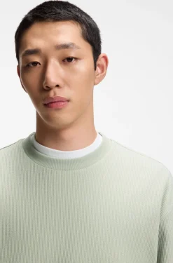 Cotton-blend T-shirt with waffle structure