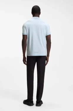 Cotton-blend zipped polo shirt with reflective graphics