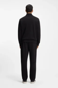Cotton-blend zip sweatshirt with waffle texture