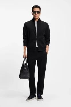 Cotton-blend zip sweatshirt with waffle texture
