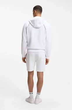 Cotton-blend zip-up hoodie with piping details