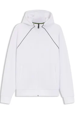 Cotton-blend zip-up hoodie with piping details