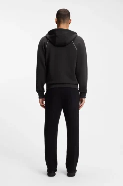 Cotton-blend zip-up hoodie with piping details