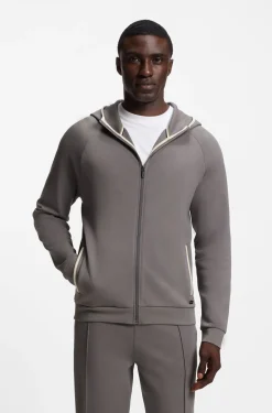 Cotton-blend zip-up hoodie with contrast binding