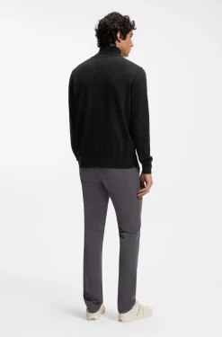 Cotton-cashmere sweater with zip collar