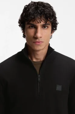 Cotton-cashmere sweater with zip collar