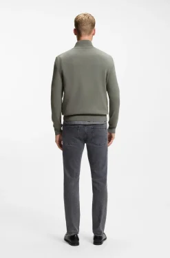 Cotton-cashmere sweater with zip collar