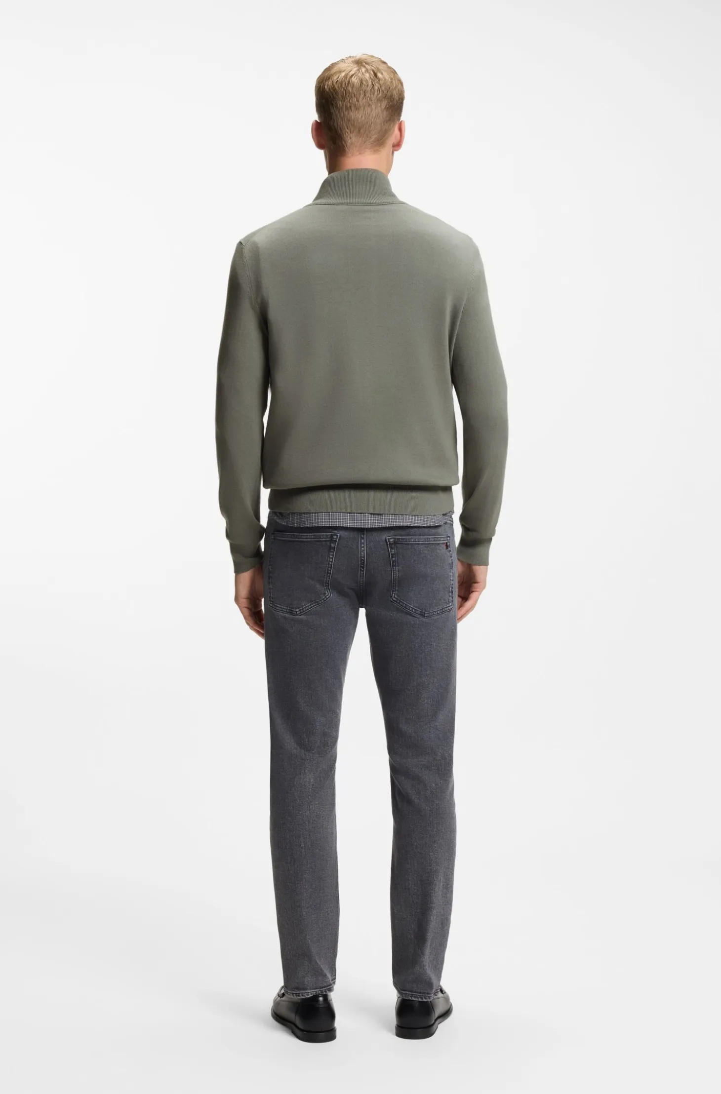 Cotton-cashmere sweater with zip collar