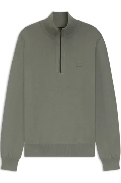 Cotton-cashmere sweater with zip collar