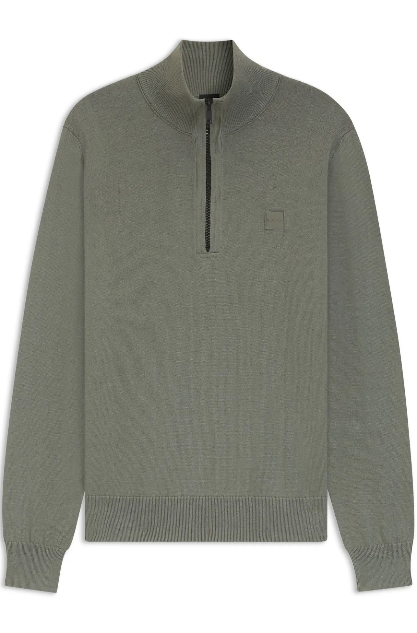 Cotton-cashmere sweater with zip collar