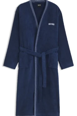 Cotton dressing gown with embroidered logo