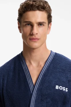 Cotton dressing gown with embroidered logo