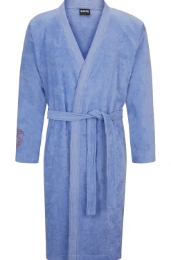 Cotton dressing gown with embroidered details
