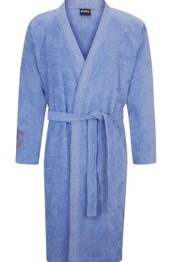 Cotton dressing gown with embroidered details