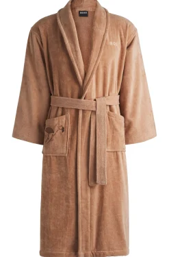 Cotton dressing gown with embroidered florals