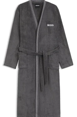 Cotton dressing gown with embroidered logo