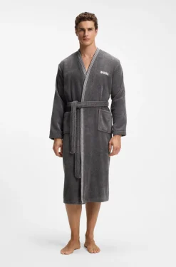 Cotton dressing gown with embroidered logo
