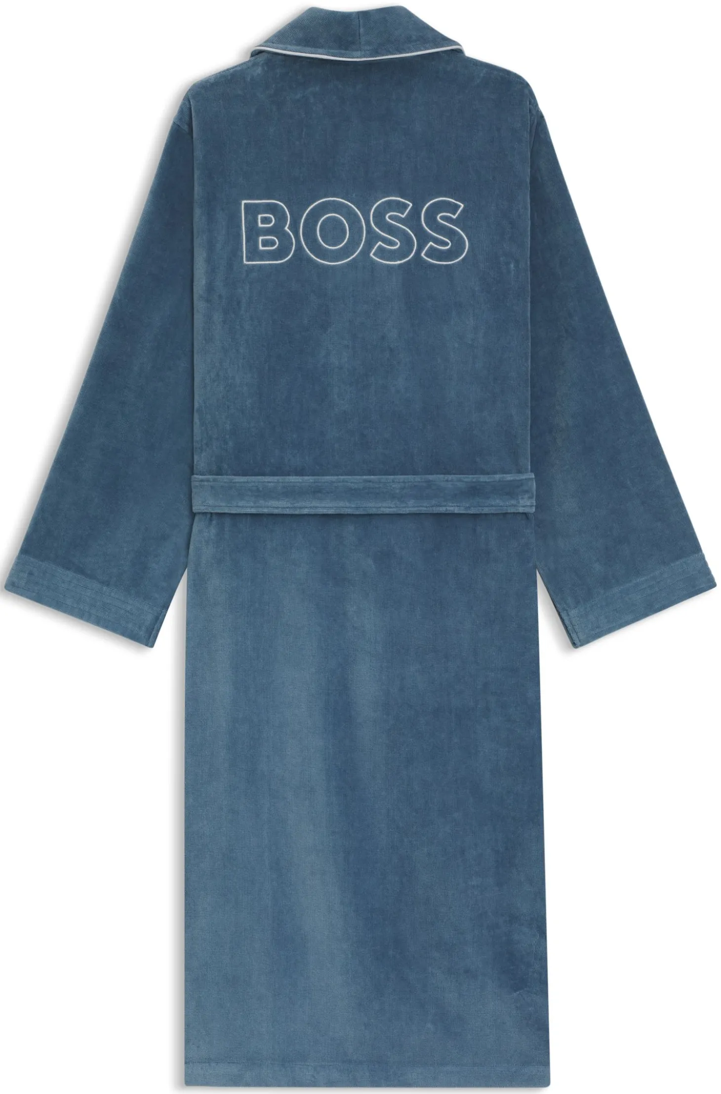 Cotton dressing gown with piping and embroidered branding