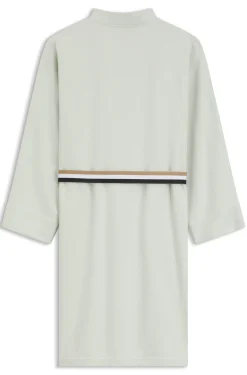 Cotton dressing gown with signature-stripe belt