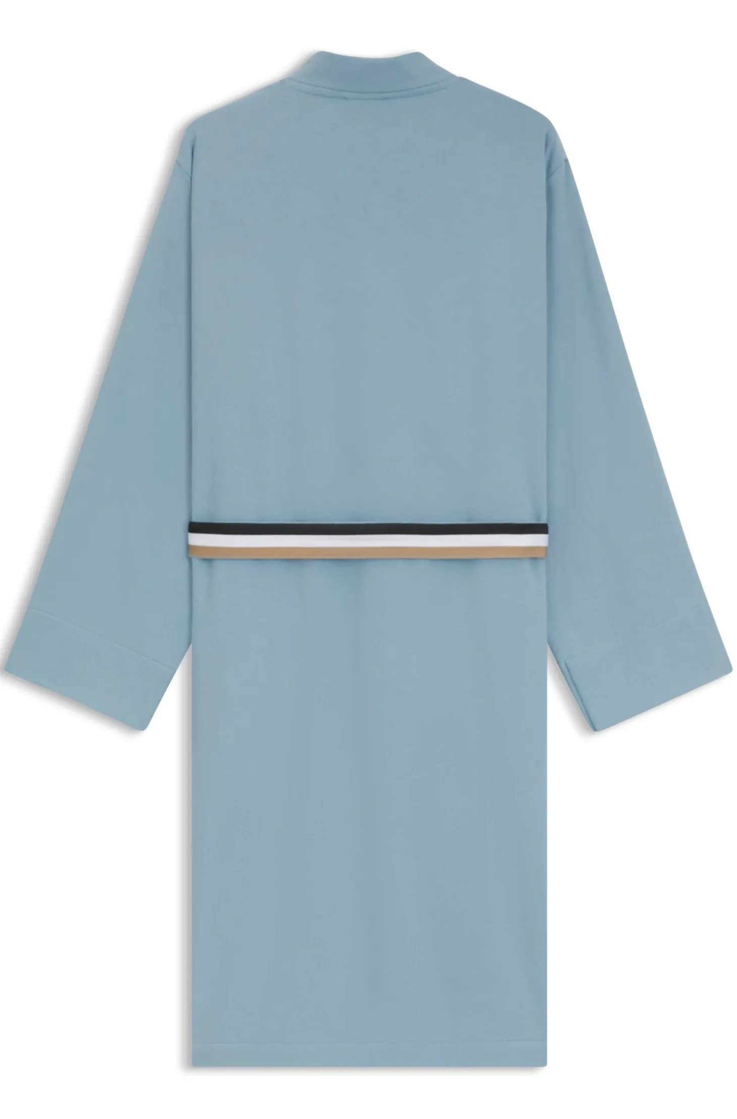 Cotton dressing gown with signature-stripe belt